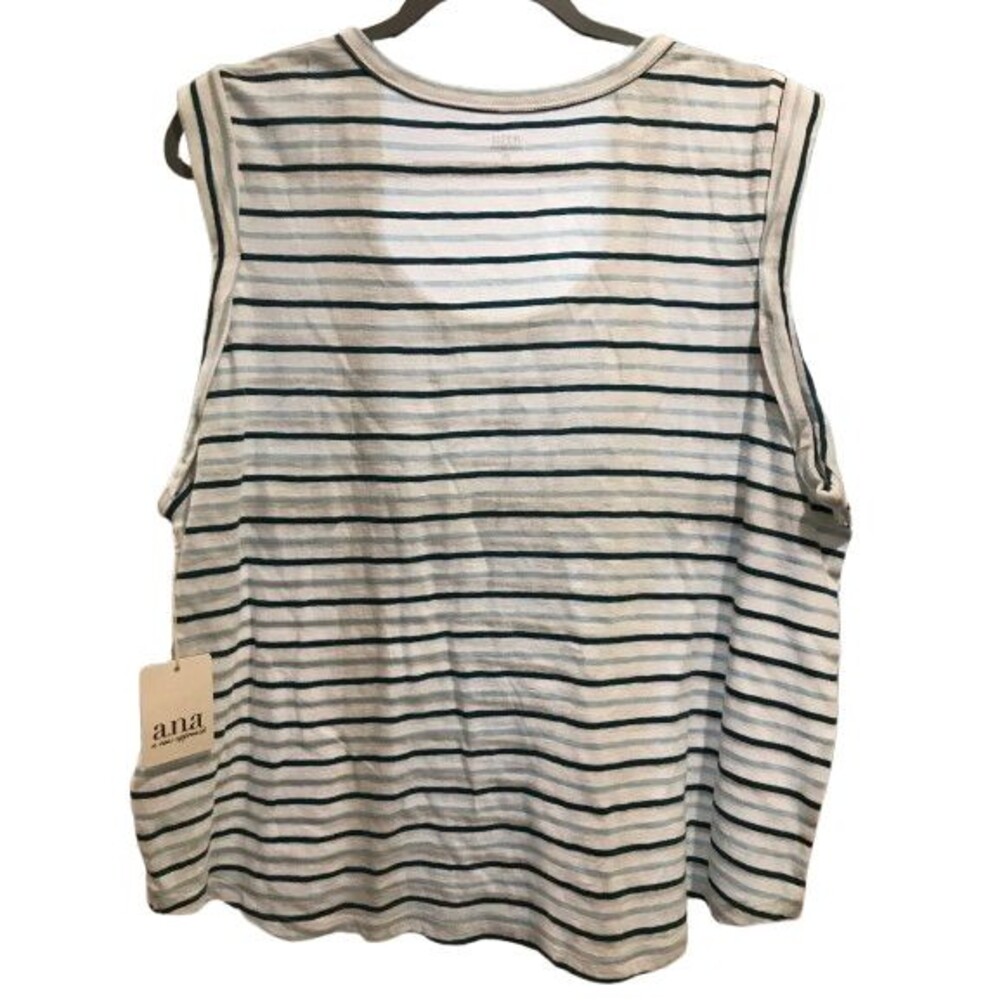 Women's XXL Top Tank Sleeveless Cotton ANA Blue Stripes Pull-over NEW - Picture 2 of 2